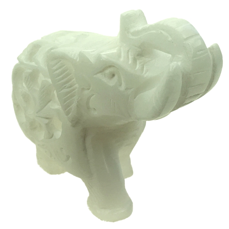 olifant in olifant albast - slurf omhoog - 7,5 cm - Afbeelding 3