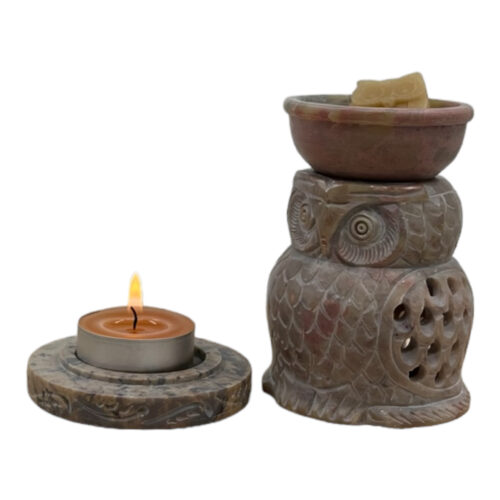 Aromalamp - speksteen - gekerfd (uil) - Afbeelding 2