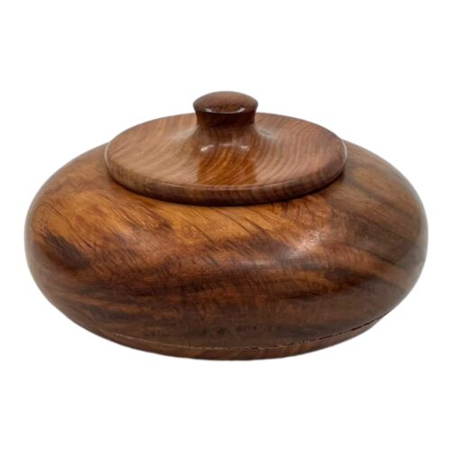 Houten pot discus vorm, 600 cc.
