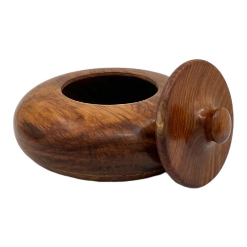 Houten pot discus vorm, 600 cc. - Afbeelding 2