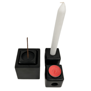 Kantelaar speksteen - kubus zwart