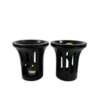 Aromalamp handgekerfd kelkvorm zwart