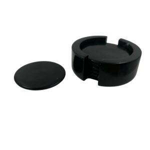 Onderzetter set met 6 stuks, speksteen handgemaakt, zwart glad
